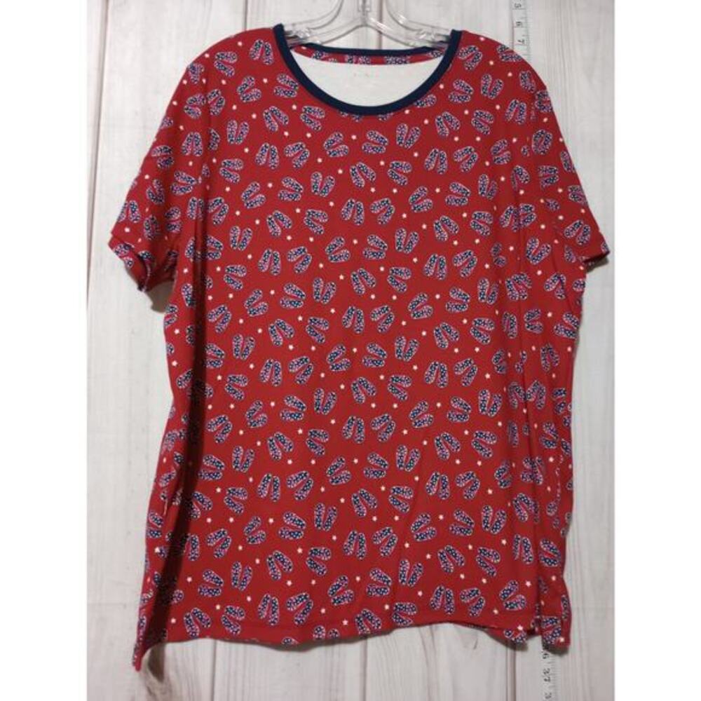 Kim‎ Rogers Shirt Womens XL Red Patriotic Flip Flop Stars Summer Tee Top USA